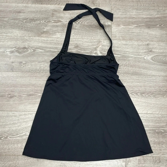 Lands’ End Black Swim Dress Underwire Halter Top Coverup Tankini Swimsuit 8P - Picture 7 of 15